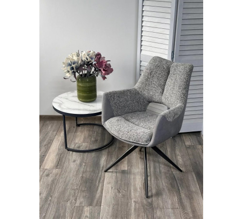 Стул ДАВЕН (DAVEN) 360 град, цвет СЕРЫЙ RIELY-450 / G1038-04 , ткань /ТЕМНО-СЕРЫЙ каркас, ®DISAUR