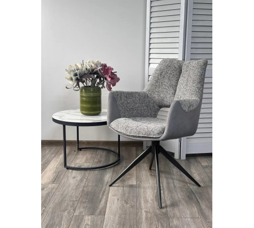 Стул ДАВЕН (DAVEN) 360 град, цвет СЕРЫЙ RIELY-450 / G1038-04 , ткань /ТЕМНО-СЕРЫЙ каркас, ®DISAUR