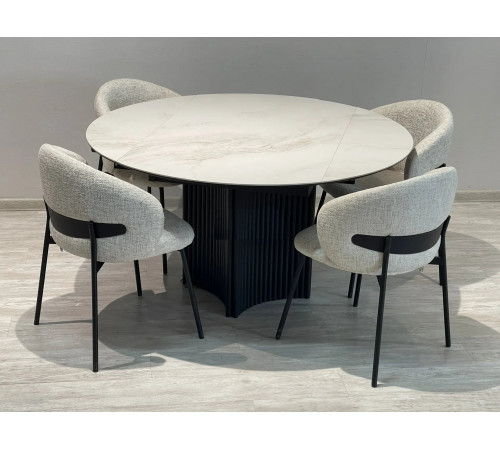 Обеденная группа DikLine RKD140 Керамика Platinum ART/203 ME11 серый, ножки черные