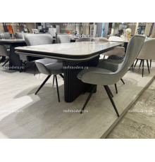 Обеденная группа DikLine SKO180 Керамика Пандора Серый глянец/333 поворотный TW09 светло-серый, ножки черные