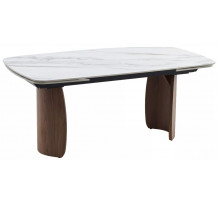 Стол ВЕСТБЕРГ (WESTBERG) 180 КАЛАКАТТА (GLOSS CALACATTA GOLD SOLID CERAMIC) / Орех натур, ®DISAUR