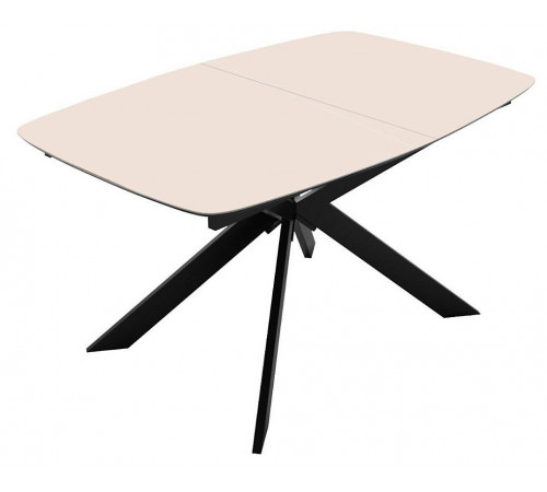 Стол DikLine BK140 керамика Krater Perla (бежевый матовый), подстолье черное, опоры черные