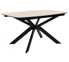 Стол DikLine BK140 керамика Krater Perla (бежевый матовый), подстолье черное, опоры черные