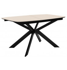 Стол DikLine BK140 керамика Krater Perla (бежевый матовый), подстолье черное, опоры черные