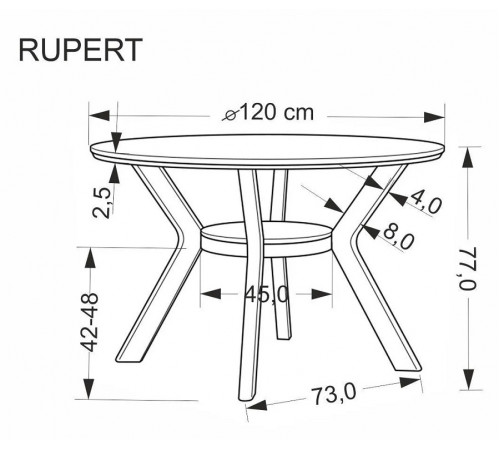 Стол HALMAR RUPERT орех/орех 120