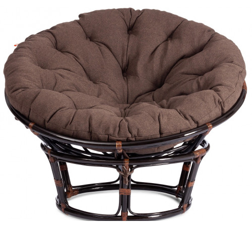 Кресло Папасан/Papasan (23/01 W) /с подушкой и ремешками/115х101х104см, античный черно-коричневый, ткань коричневый