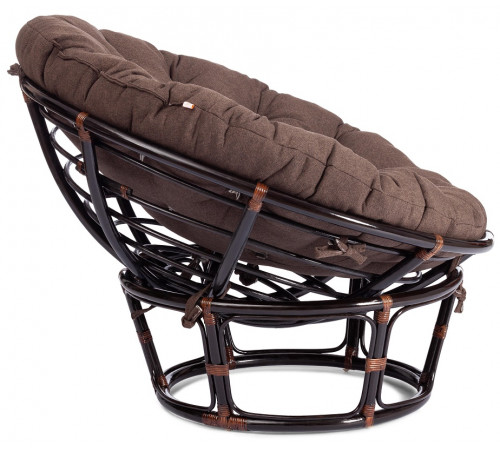 Кресло Папасан/Papasan (23/01 W) /с подушкой и ремешками/115х101х104см, античный черно-коричневый, ткань коричневый