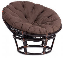 Кресло Папасан/Papasan (23/01 W) /с подушкой и ремешками/115х101х104см, античный черно-коричневый, ткань коричневый