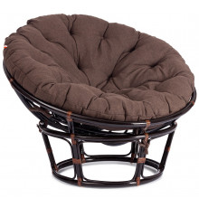 Кресло Папасан/Papasan (23/01 W) /с подушкой и ремешками/115х101х104см, античный черно-коричневый, ткань коричневый
