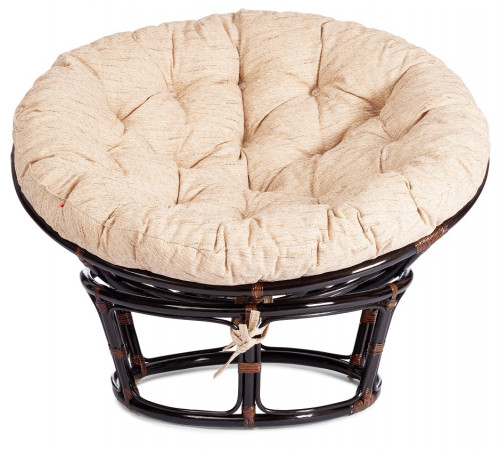 Кресло Папасан/Papasan (23/01 W) /с подушкой и ремешками/ 115х101х104см, античный черно-коричневый, ткань старт