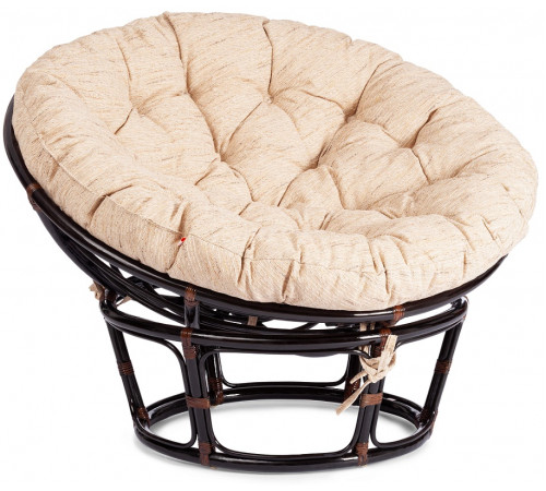 Кресло Папасан/Papasan (23/01 W) /с подушкой и ремешками/ 115х101х104см, античный черно-коричневый, ткань старт