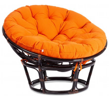 Кресло Папасан/Papasan (23/01 W) /с подушкой и ремешками/ 115х101х104см, античный черно-коричневый, ткань оранжевый
