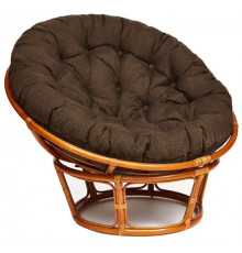Кресло Папасан/Papasan (23/01 W) /с подушкой и ремешками/ 115х101х104см, коньячный, ткань коричневый, 3м7-147