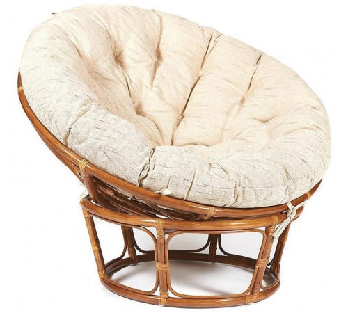 Кресло Папасан/Papasan (23/01 W) /с подушкой и ремешками/ 115х101х104см, пекан орех, ткань старт