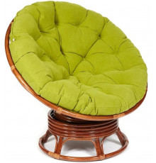Кресло-качалка Папасан/Papasan (W 23/01 B) /с подушкой/ 115х78х104см, пекан орех, флок олива, 23