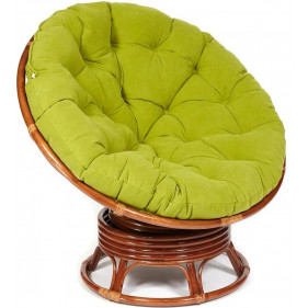 Кресло-качалка Папасан/Papasan (W 23/01 B) /с подушкой/ 115х78х104см, пекан орех, флок олива, 23