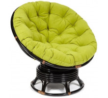 Кресло-качалка Папасан/Papasan (W 23/01 B) /с подушкой/ 115х78х104см, античный черно-коричневый, флок олива, 23