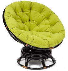 Кресло-качалка Папасан/Papasan (W 23/01 B) /с подушкой/ 115х78х104см, античный черно-коричневый, флок олива, 23