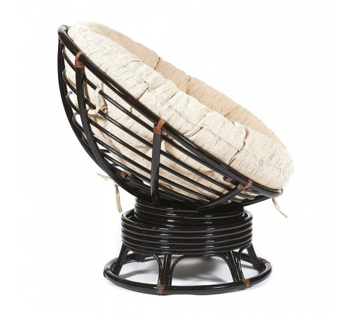 Кресло-качалка Папасан/Papasan (W 23/01 B) /с подушкой/ 115х78х104см, античный черно-коричневый, ткань старт