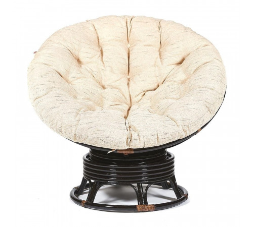 Кресло-качалка Папасан/Papasan (W 23/01 B) /с подушкой/ 115х78х104см, античный черно-коричневый, ткань старт