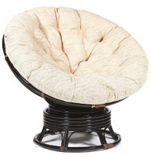 Кресло-качалка Папасан/Papasan (W 23/01 B) /с подушкой/ 115х78х104см, античный черно-коричневый, ткань старт