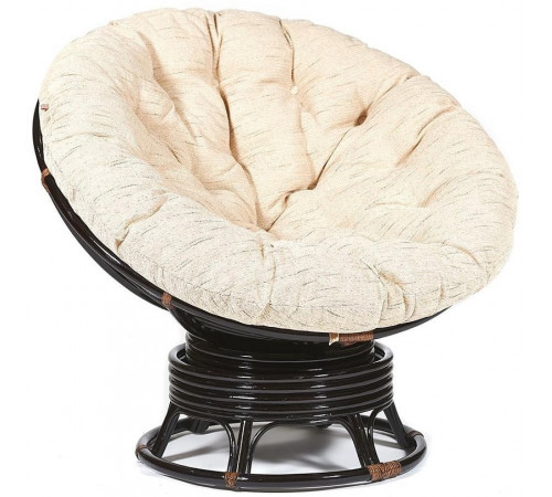 Кресло-качалка Папасан/Papasan (W 23/01 B) /с подушкой/ 115х78х104см, античный черно-коричневый, ткань старт