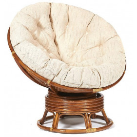 Кресло-качалка Папасан/Papasan (W 23/01 B) /с подушкой/ 115х78х104см, пекан орех, ткань старт