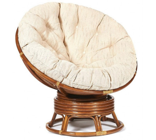 Кресло-качалка Папасан/Papasan (W 23/01 B) /с подушкой/ 115х78х104см, пекан орех, ткань старт