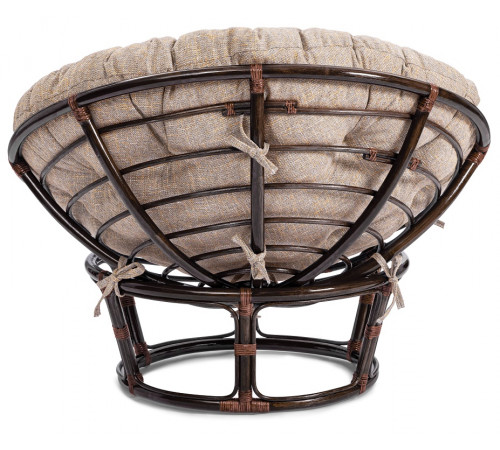 Кресло Папасан/Papasan (23/01 W) /с подушкой и ремешками/ 115х101х104см, античный черно-коричневый, подушка рогожка, меланж