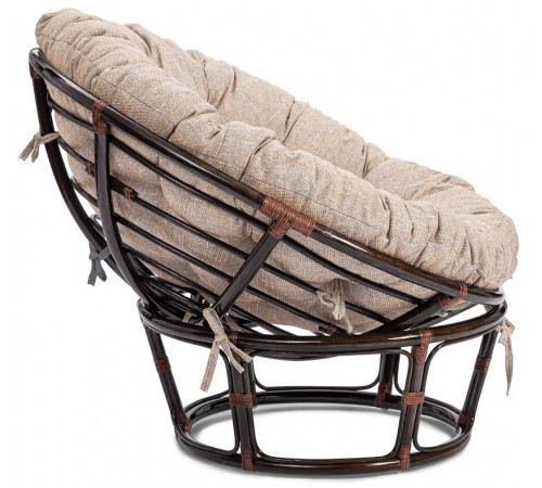 Кресло Папасан/Papasan (23/01 W) /с подушкой и ремешками/ 115х101х104см, античный черно-коричневый, подушка рогожка, меланж