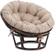Кресло Папасан/Papasan (23/01 W) /с подушкой и ремешками/ 115х101х104см, античный черно-коричневый, подушка рогожка, меланж