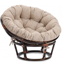 Кресло Папасан/Papasan (23/01 W) /с подушкой и ремешками/ 115х101х104см, античный черно-коричневый, подушка рогожка, меланж