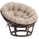 Кресло Папасан/Papasan (23/01 W) /с подушкой и ремешками/ 115х101х104см, античный черно-коричневый, подушка рогожка, меланж
