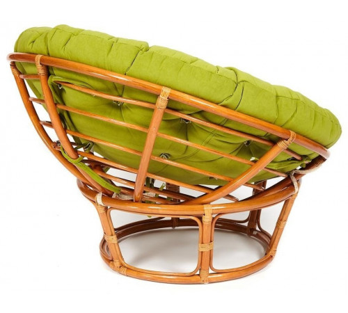 Кресло Папасан/Papasan (23/01 W) /с подушкой и ремешками/115х101х104см, коньячный, флок олива, 23