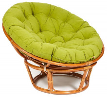 Кресло Папасан/Papasan (23/01 W) /с подушкой и ремешками/115х101х104см, коньячный, флок олива, 23