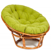 Кресло Папасан/Papasan (23/01 W) /с подушкой и ремешками/115х101х104см, коньячный, флок олива, 23