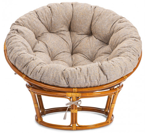 Кресло Папасан/Papasan (23/01 W) /с подушкой и ремешками/115х101х104см, пекан орех, подушка рогожка, меланж
