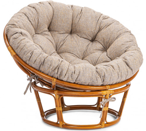 Кресло Папасан/Papasan (23/01 W) /с подушкой и ремешками/115х101х104см, пекан орех, подушка рогожка, меланж