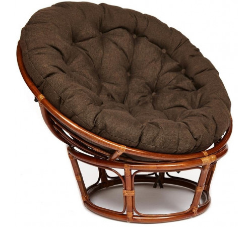 Кресло Папасан/Papasan (23/01 W) /с подушкой и ремешками/115х101х104см, пекан орех, ткань коричневый, 3м7-147