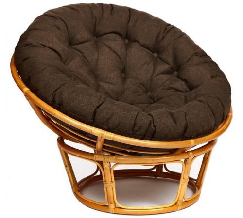 Кресло Папасан/Papasan (23/01 W) /с подушкой и ремешками/ 115х101х104см, медовый, ткань коричневый, 3м7-147
