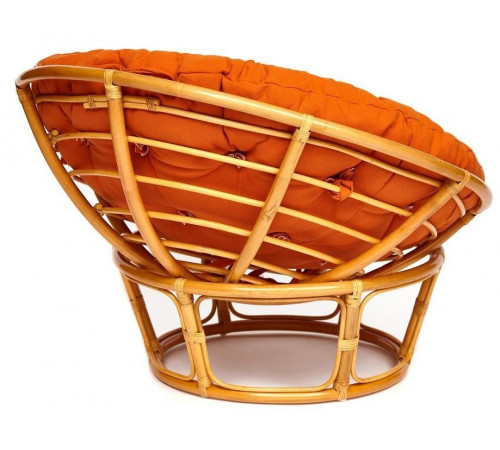 Кресло Папасан/Papasan (23/01 W) /с подушкой и ремешками/ 115х101х104см, медовый, ткань оранжевый, с 23