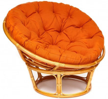 Кресло Папасан/Papasan (23/01 W) /с подушкой и ремешками/ 115х101х104см, медовый, ткань оранжевый, с 23