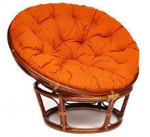Кресло Папасан/Papasan (23/01 W) /с подушкой и ремешками/ 115х101х104см, пекан орех, ткань оранжевый, с 23