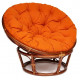 Кресло Папасан/Papasan (23/01 W) /с подушкой и ремешками/ 115х101х104см, пекан орех, ткань оранжевый, с 23
