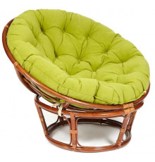Кресло Папасан/Papasan (23/01 W) /с подушкой и ремешками/115х101х104см, пекан орех, флок олива, 23