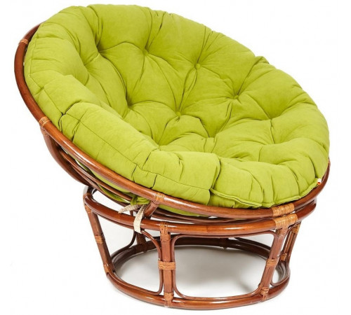 Кресло Папасан/Papasan (23/01 W) /с подушкой и ремешками/115х101х104см, пекан орех, флок олива, 23