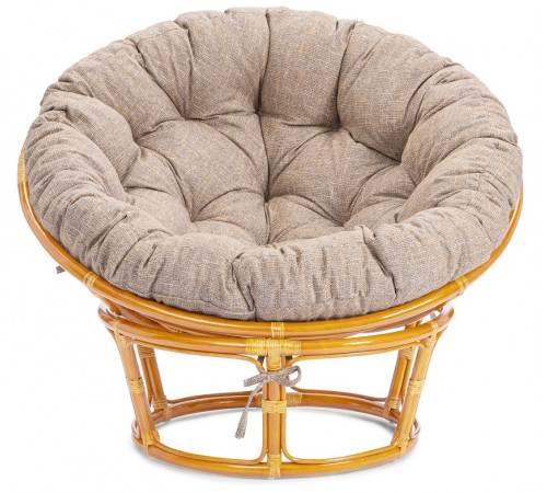 Кресло Папасан/Papasan (23/01 W) /с подушкой и ремешками/ 115х101х104см, медовый, подушка рогожка, меланж