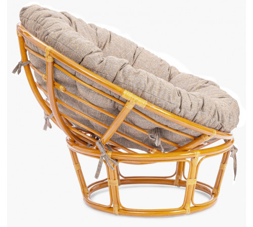 Кресло Папасан/Papasan (23/01 W) /с подушкой и ремешками/ 115х101х104см, медовый, подушка рогожка, меланж