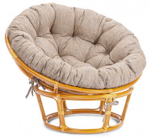 Кресло Папасан/Papasan (23/01 W) /с подушкой и ремешками/ 115х101х104см, медовый, подушка рогожка, меланж