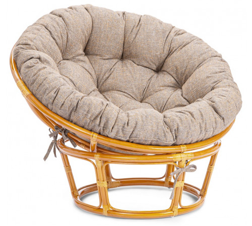 Кресло Папасан/Papasan (23/01 W) /с подушкой и ремешками/ 115х101х104см, медовый, подушка рогожка, меланж